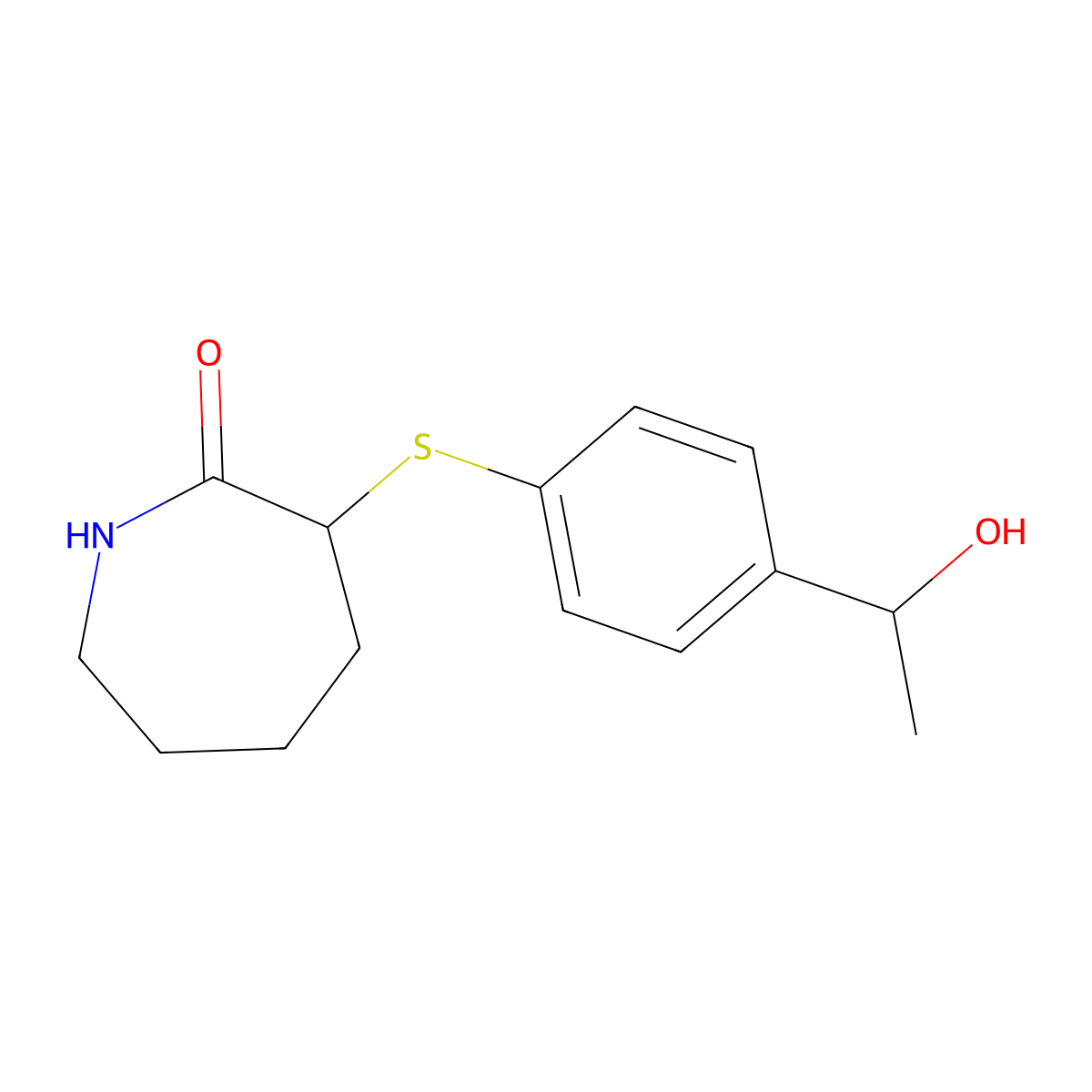 3-{[4-(1-Hydroxyethyl)phenyl]sulfanyl}azepan-2-one molecular structure, CAS 1480771-19-4