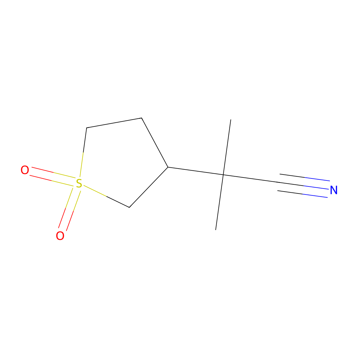 2-(1,1-Dioxidotetrahydrothiophen-3-yl)-2-methylpropanenitrile molecular structure, CAS 1480771-57-0
