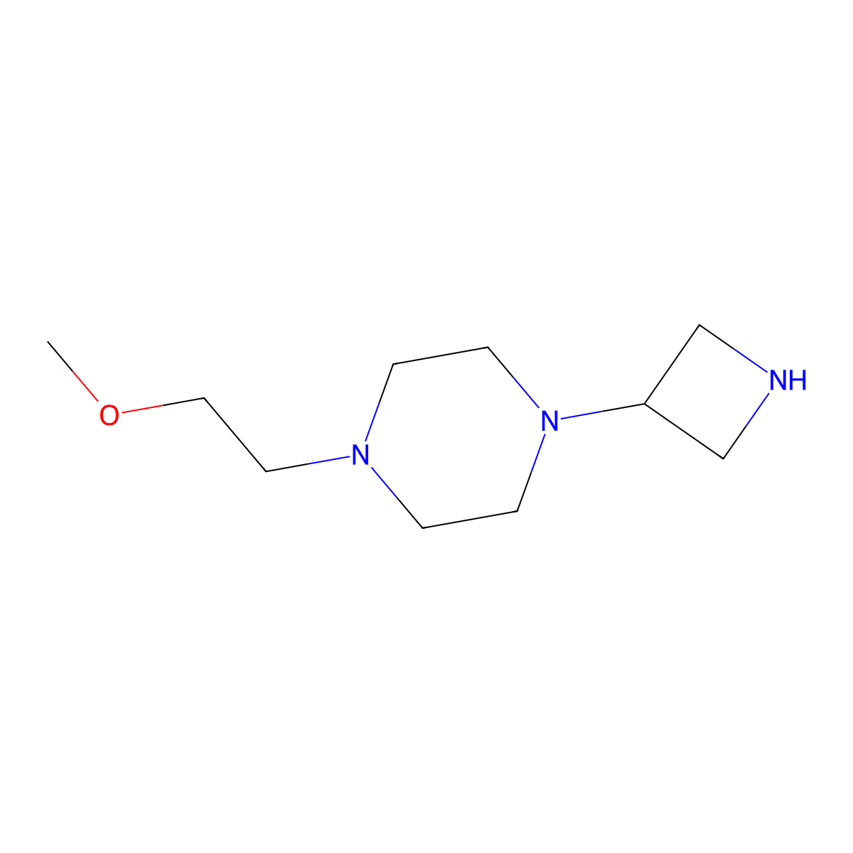 1-(Azetidin-3-yl)-4-(2-methoxyethyl)piperazine molecular structure, CAS 1480790-68-8