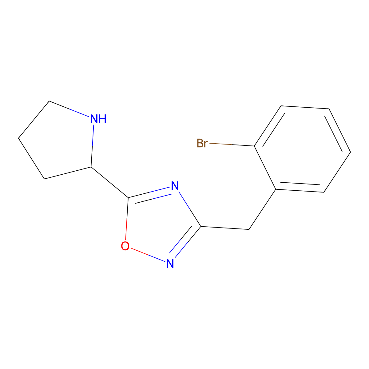 3-[(2-Bromophenyl)methyl]-5-(pyrrolidin-2-yl)-1,2,4-oxadiazole molecular structure, CAS 1480820-41-4