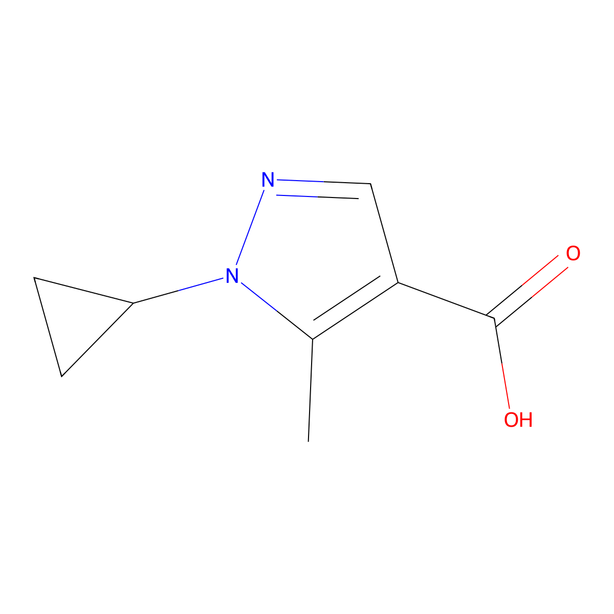 1-cyclopropyl-5-methyl-1H-pyrazole-4-carboxylic acid molecular structure, CAS 1480828-04-3