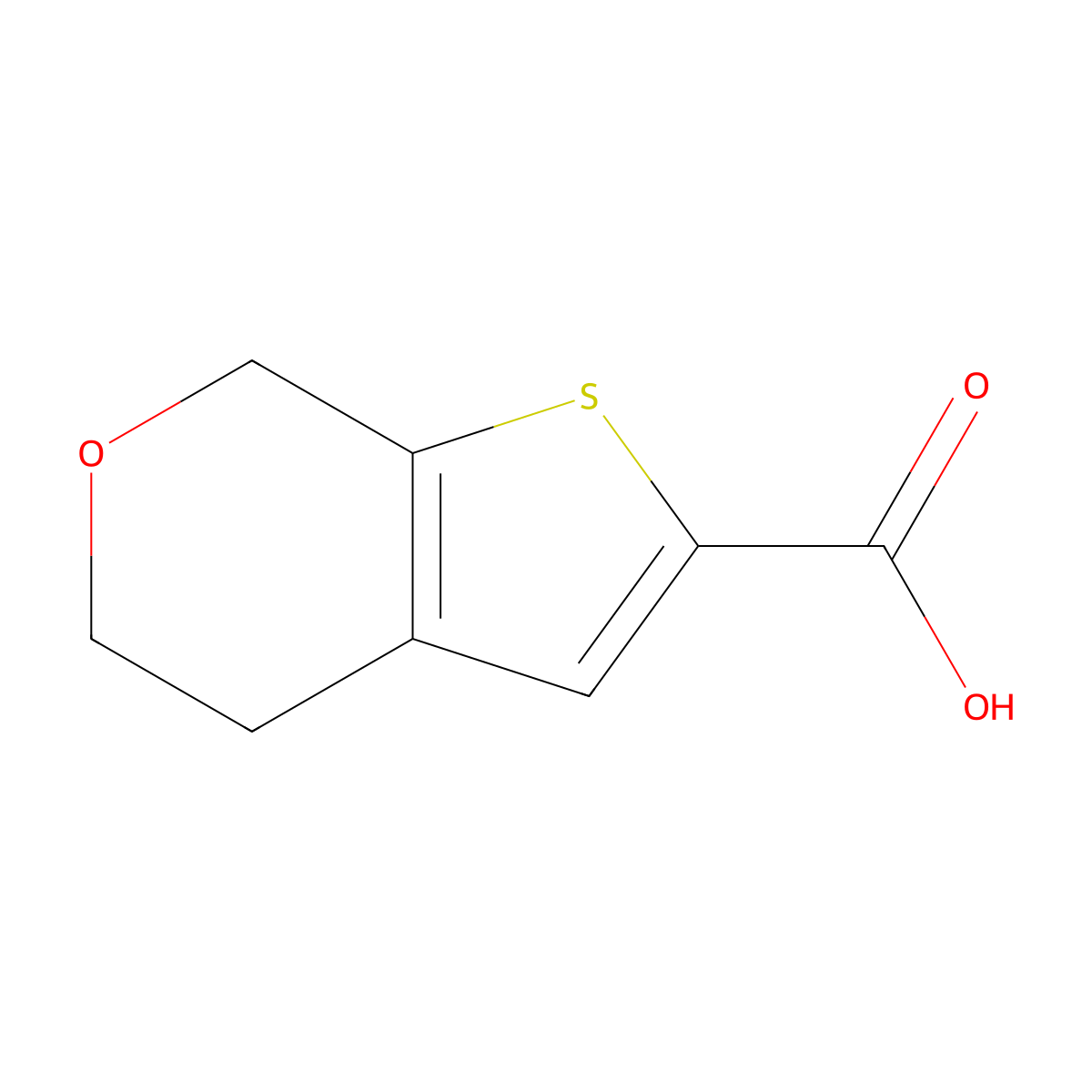 4H,5H,7H-thieno(2,3-c)pyran-2-carboxylic acid molecular structure, CAS 1480852-51-4