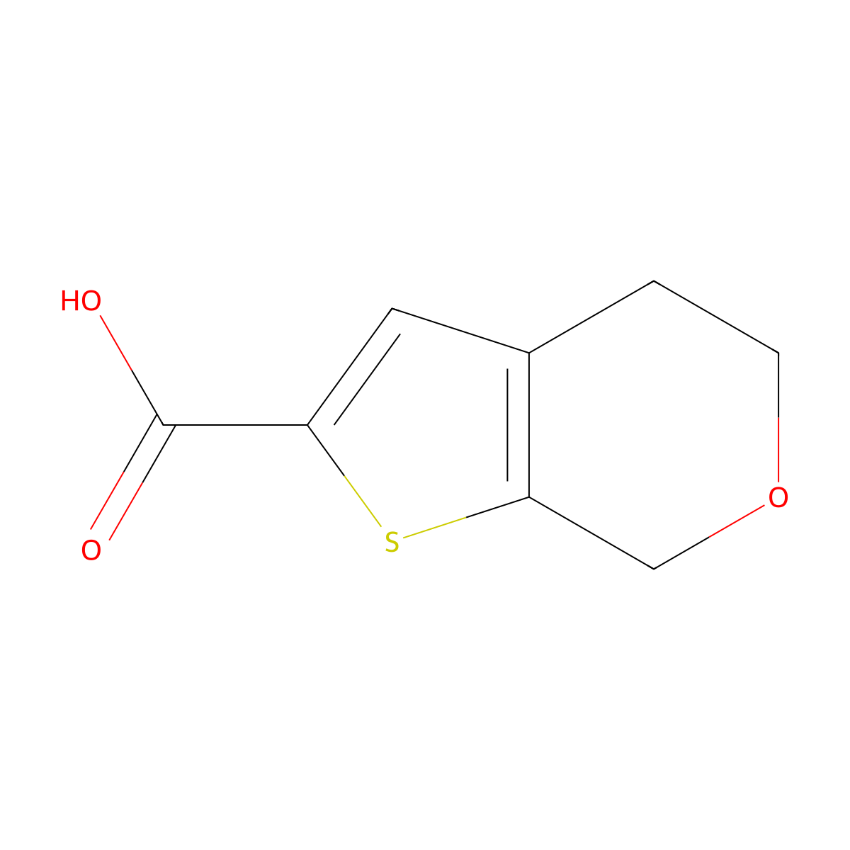 4H,5H,7H-thieno(2,3-c)pyran-2-carboxylic acid molecular structure, CAS 1480852-51-4