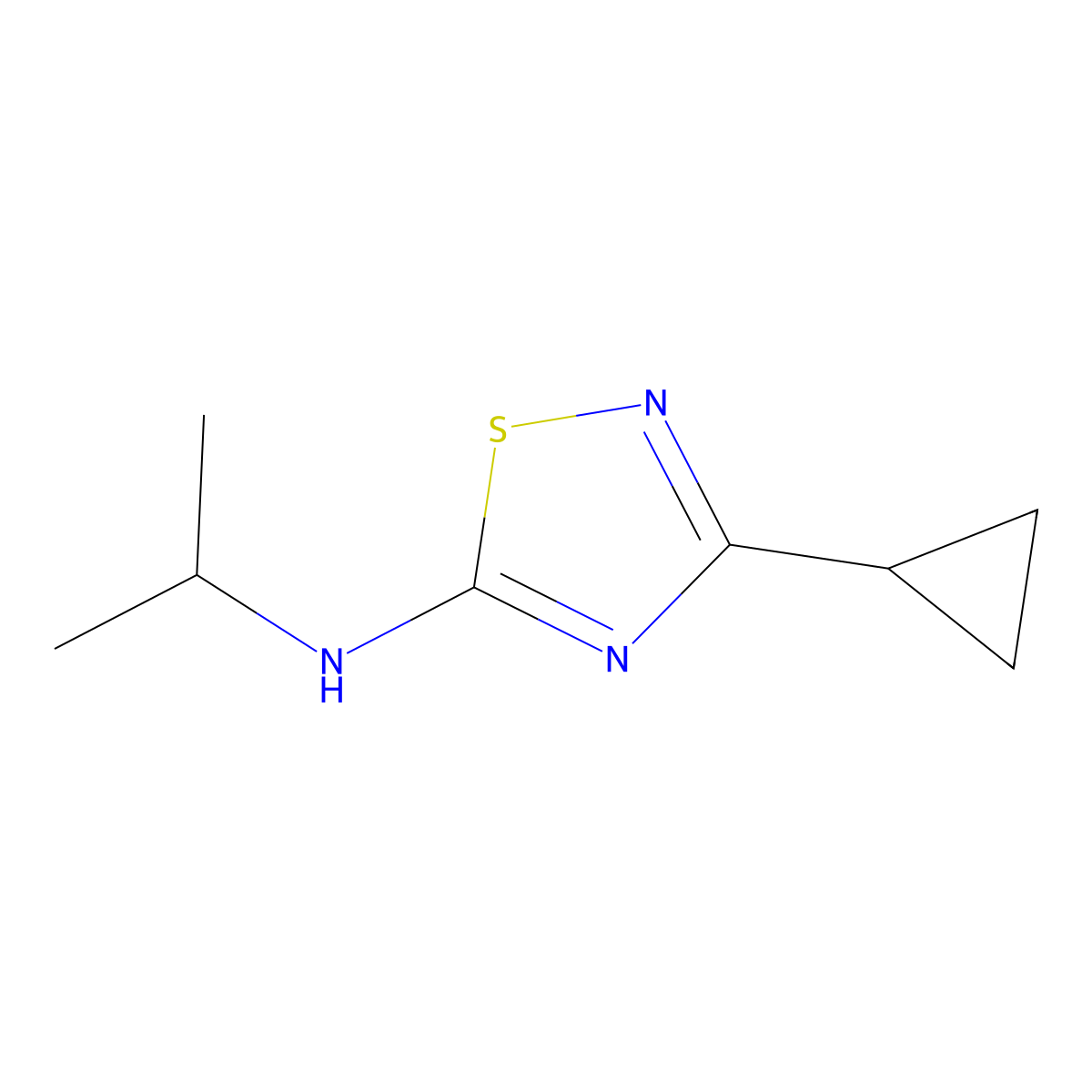 3-cyclopropyl-N-(propan-2-yl)-1,2,4-thiadiazol-5-amine molecular structure, CAS 1480968-35-1