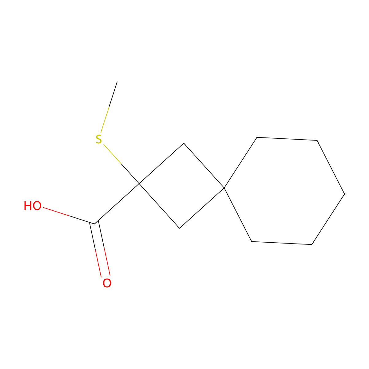 2-(Methylsulfanyl)spiro[3.5]nonane-2-carboxylic acid molecular structure, CAS 1480988-04-2