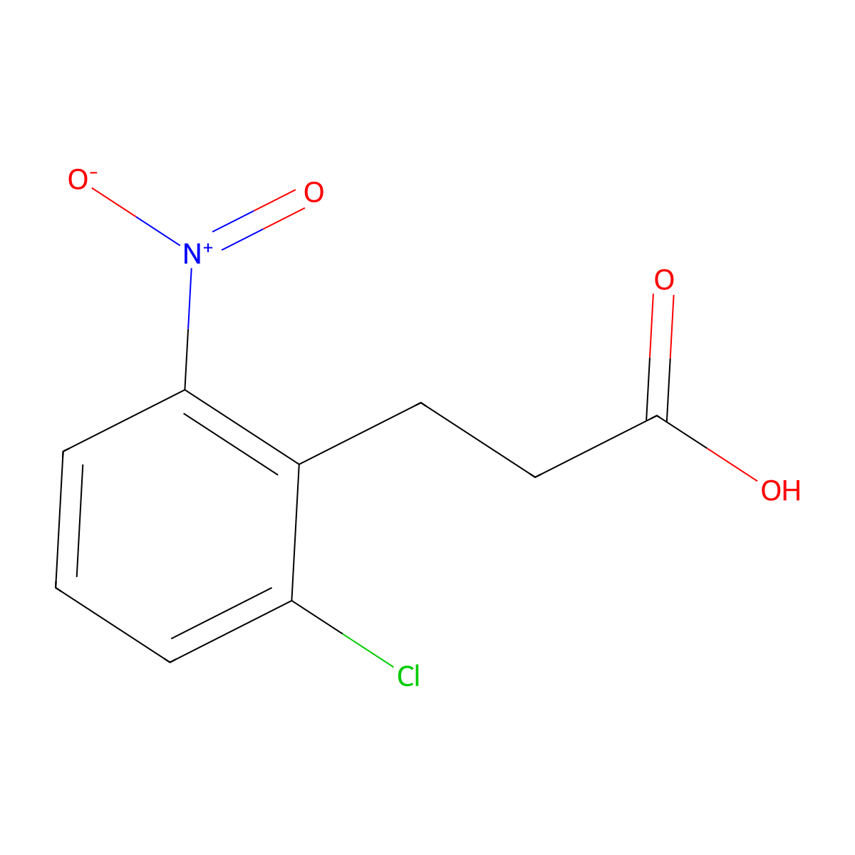 3-(2-Chloro-6-nitrophenyl)propanoic acid molecular structure, CAS 1480997-68-9