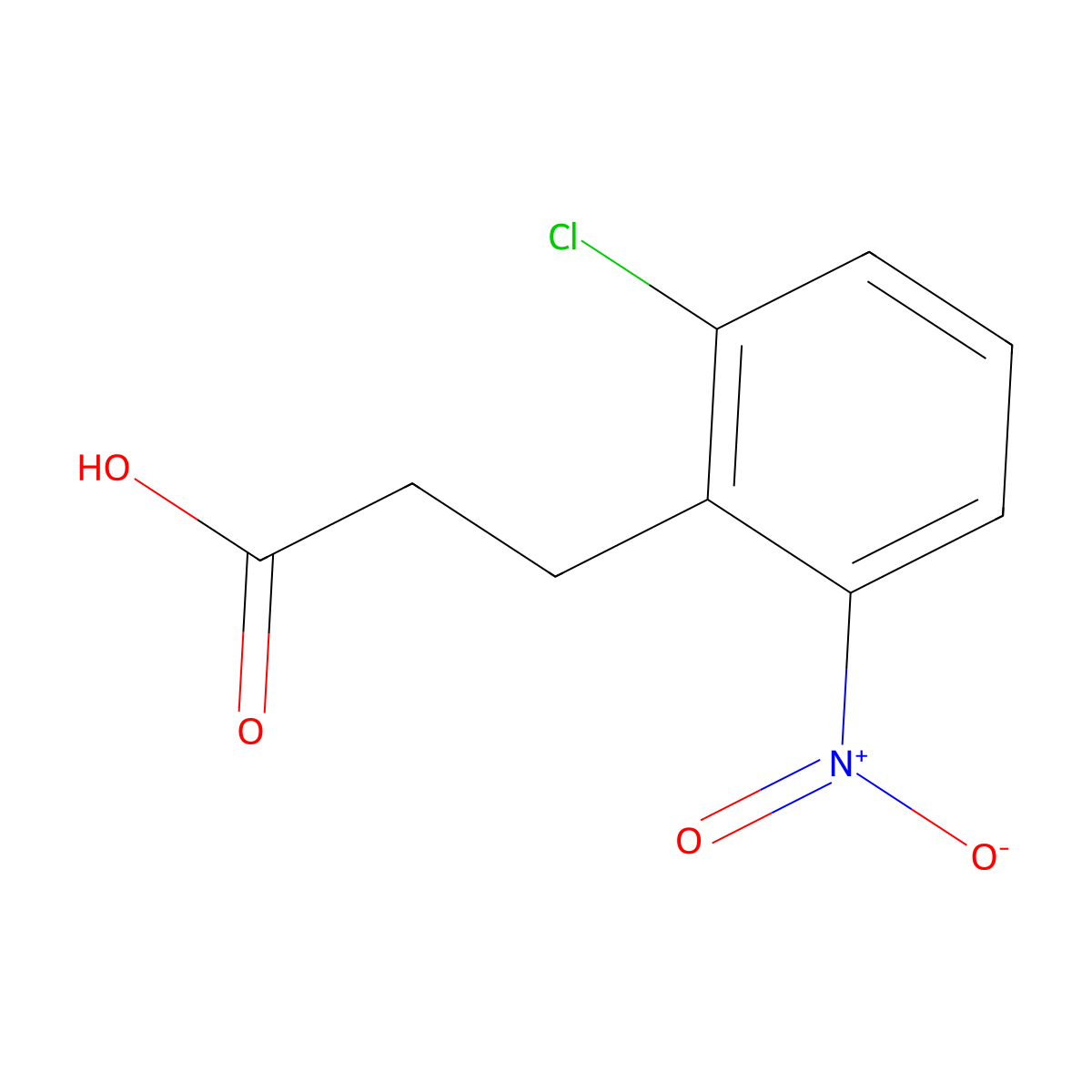 3-(2-Chloro-6-nitrophenyl)propanoic acid molecular structure, CAS 1480997-68-9