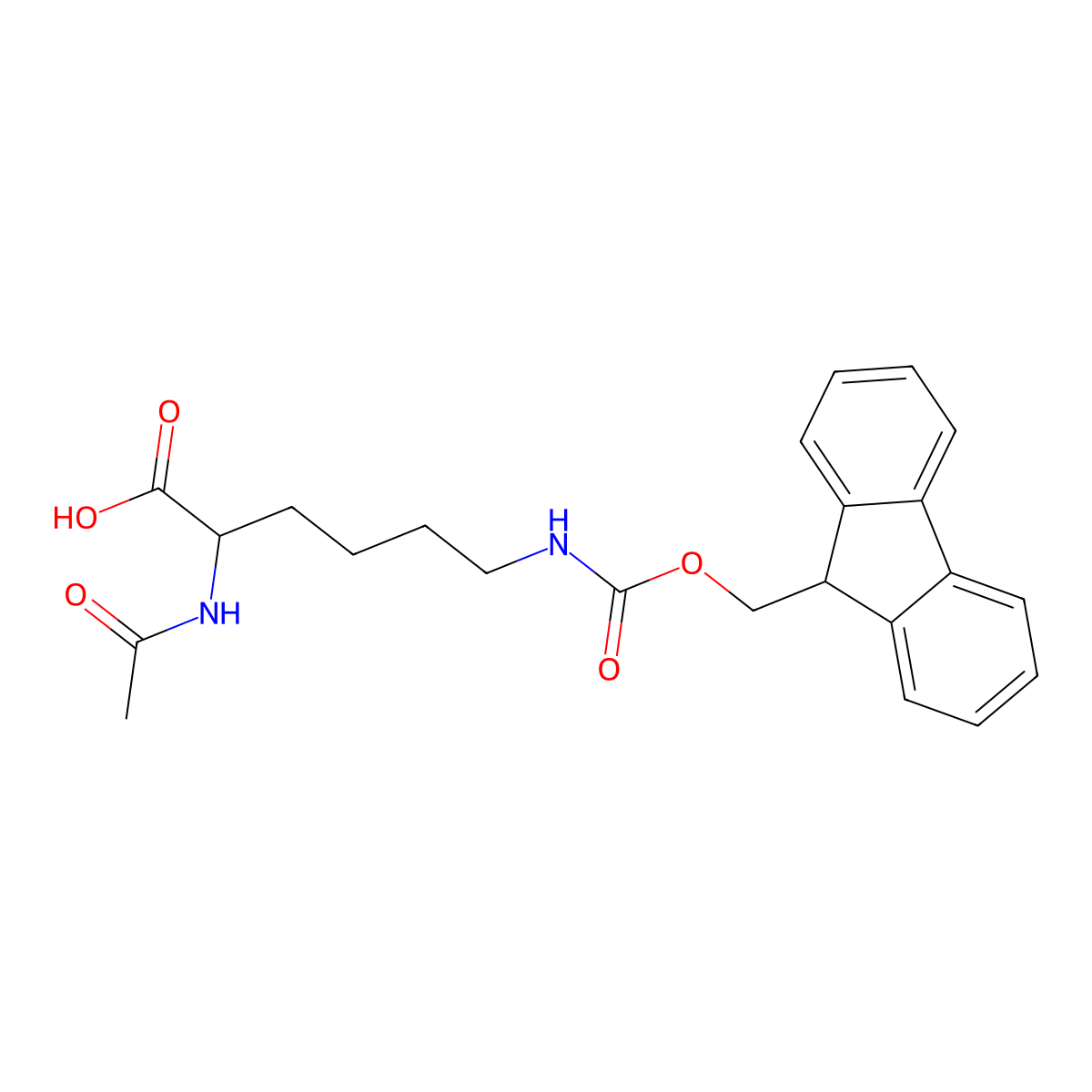 Ac-Lys(Fmoc)-OH molecular structure, CAS 148101-51-3