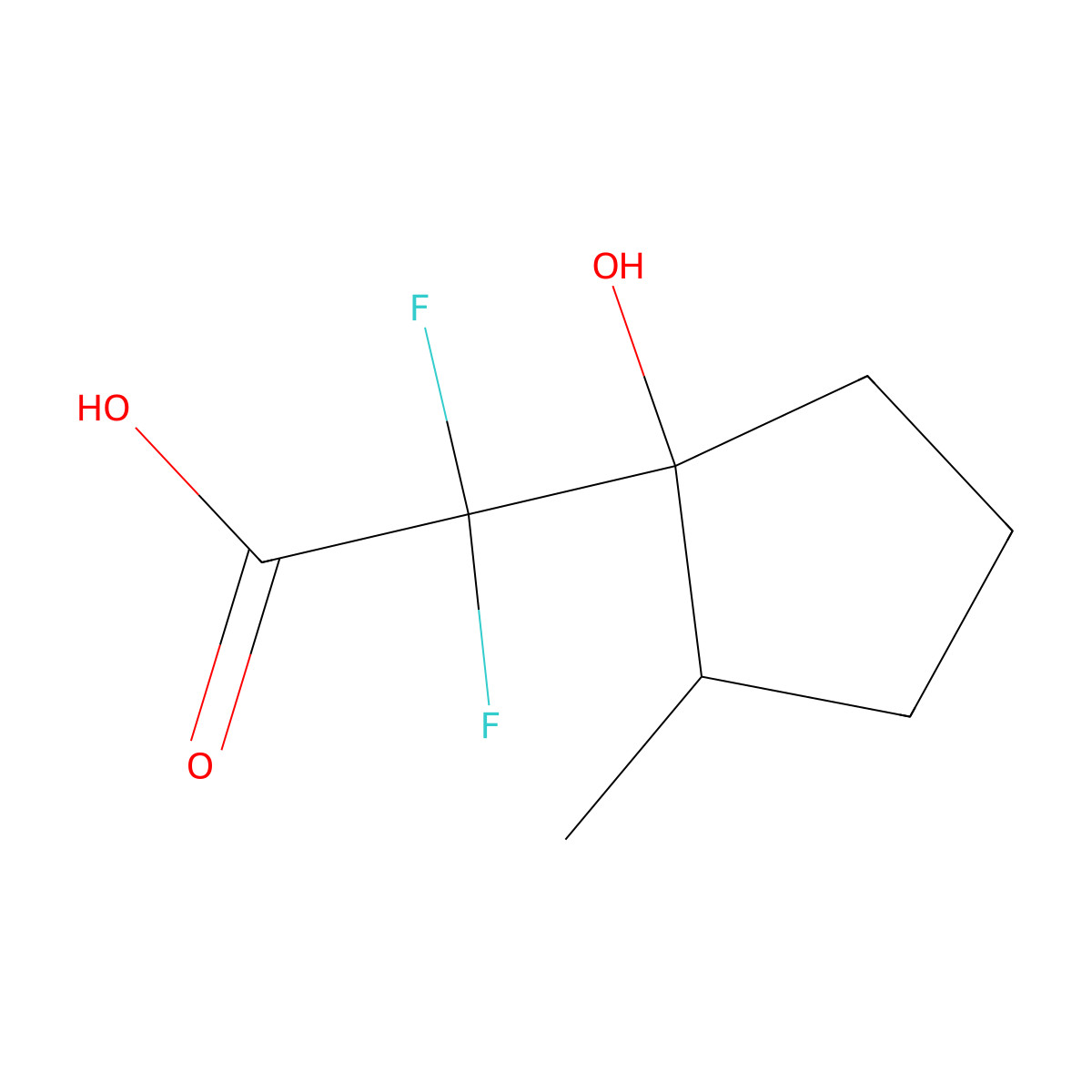 2,2-Difluoro-2-(1-hydroxy-2-methylcyclopentyl)acetic acid molecular structure, CAS 1481020-61-4