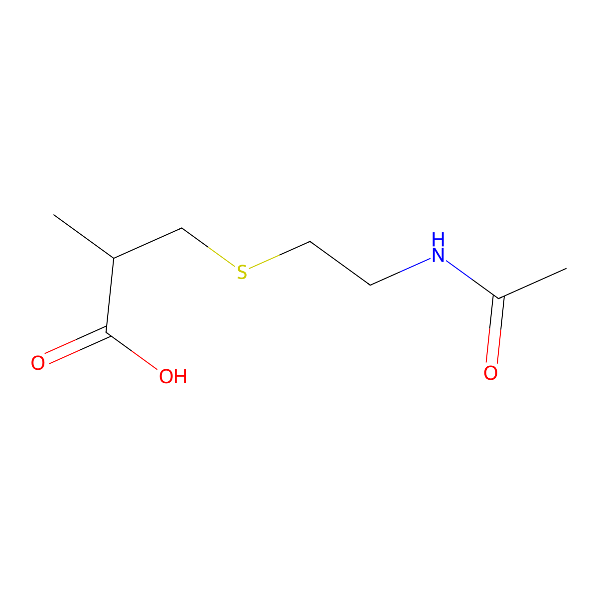 3-[(2-Acetamidoethyl)sulfanyl]-2-methylpropanoic acid molecular structure, CAS 1481021-16-2