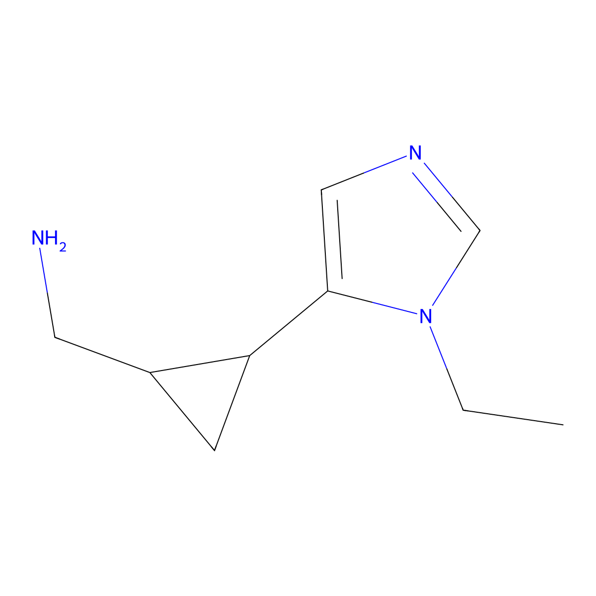 (2-(1-Ethyl-1h-imidazol-5-yl)cyclopropyl)methanamine molecular structure, CAS 1481040-35-0