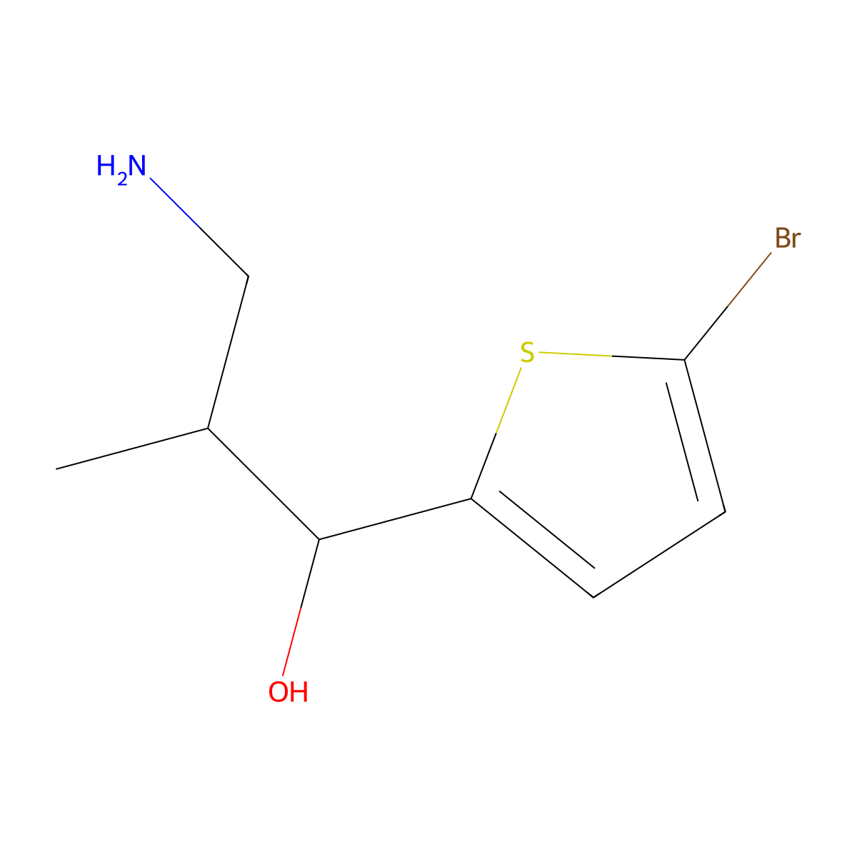 3-Amino-1-(5-bromothiophen-2-yl)-2-methylpropan-1-ol molecular structure, CAS 1481063-20-0