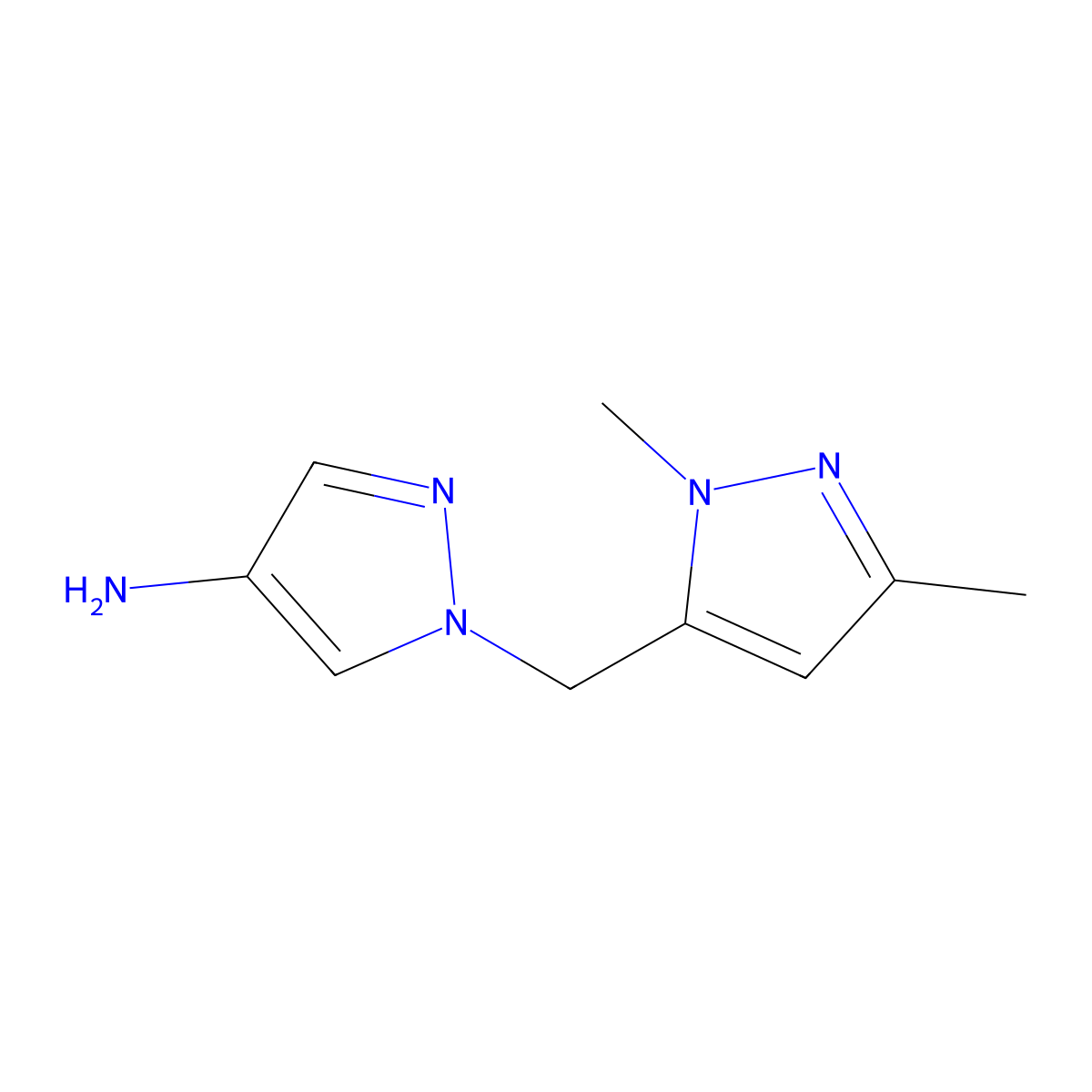 1-[(1,3-dimethyl-1H-pyrazol-5-yl)methyl]-1H-pyrazol-4-amine molecular structure, CAS 1481065-02-4