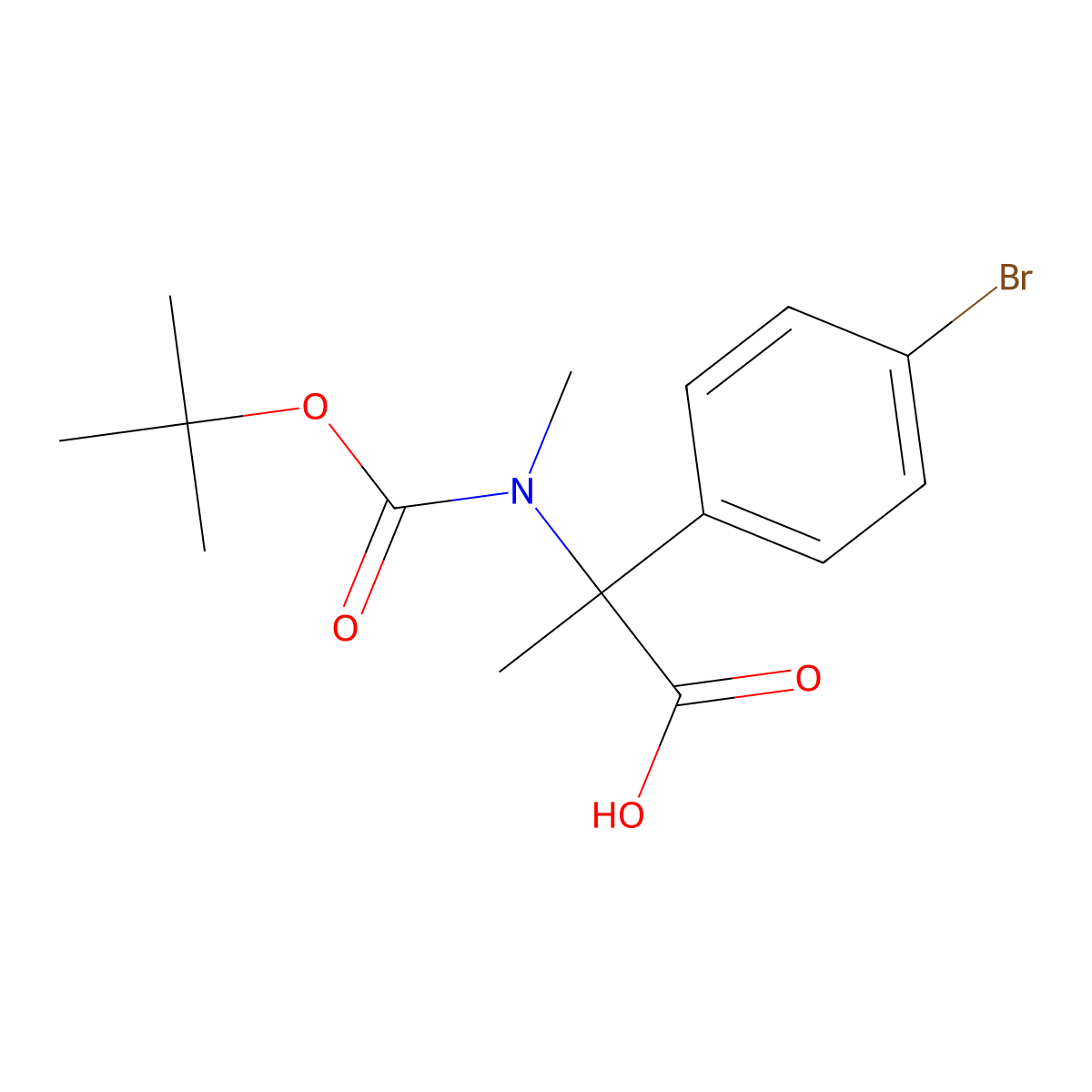 2-(4-Bromophenyl)-2-{[(tert-butoxy)carbonyl](methyl)amino}propanoic acid molecular structure, CAS 1481073-24-8