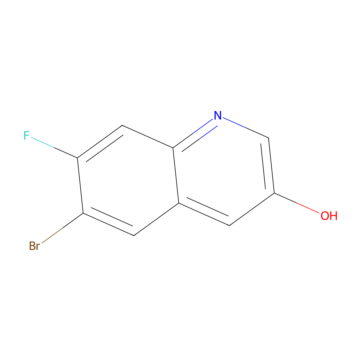 6-Bromo-7-fluoroquinolin-3-ol molecular structure, CAS 1481081-76-8
