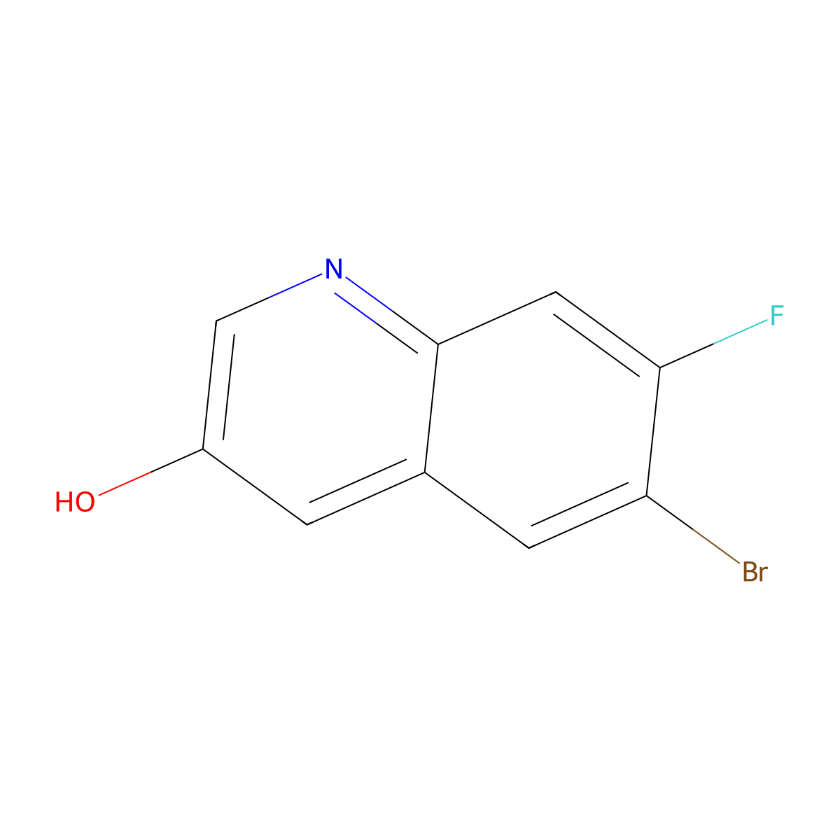 6-Bromo-7-fluoroquinolin-3-ol molecular structure, CAS 1481081-76-8