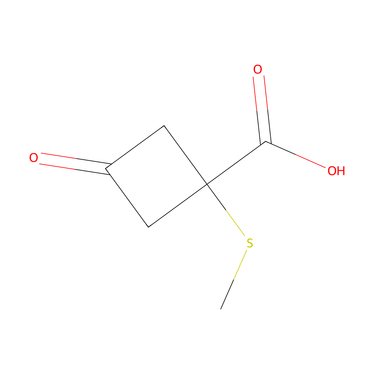1-(Methylsulfanyl)-3-oxocyclobutane-1-carboxylic acid molecular structure, CAS 1481083-54-8