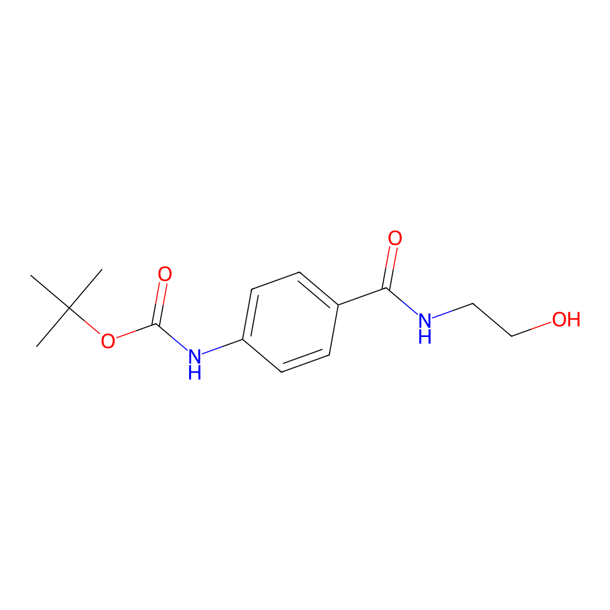 tert-butyl N-{4-[(2-hydroxyethyl)carbamoyl]phenyl}carbamate molecular structure, CAS 1481099-83-5