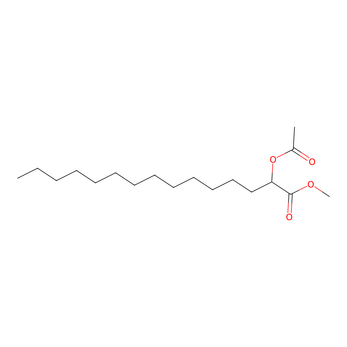 Methyl 2-acetyloxypentadecanoate molecular structure, CAS 14811-76-8