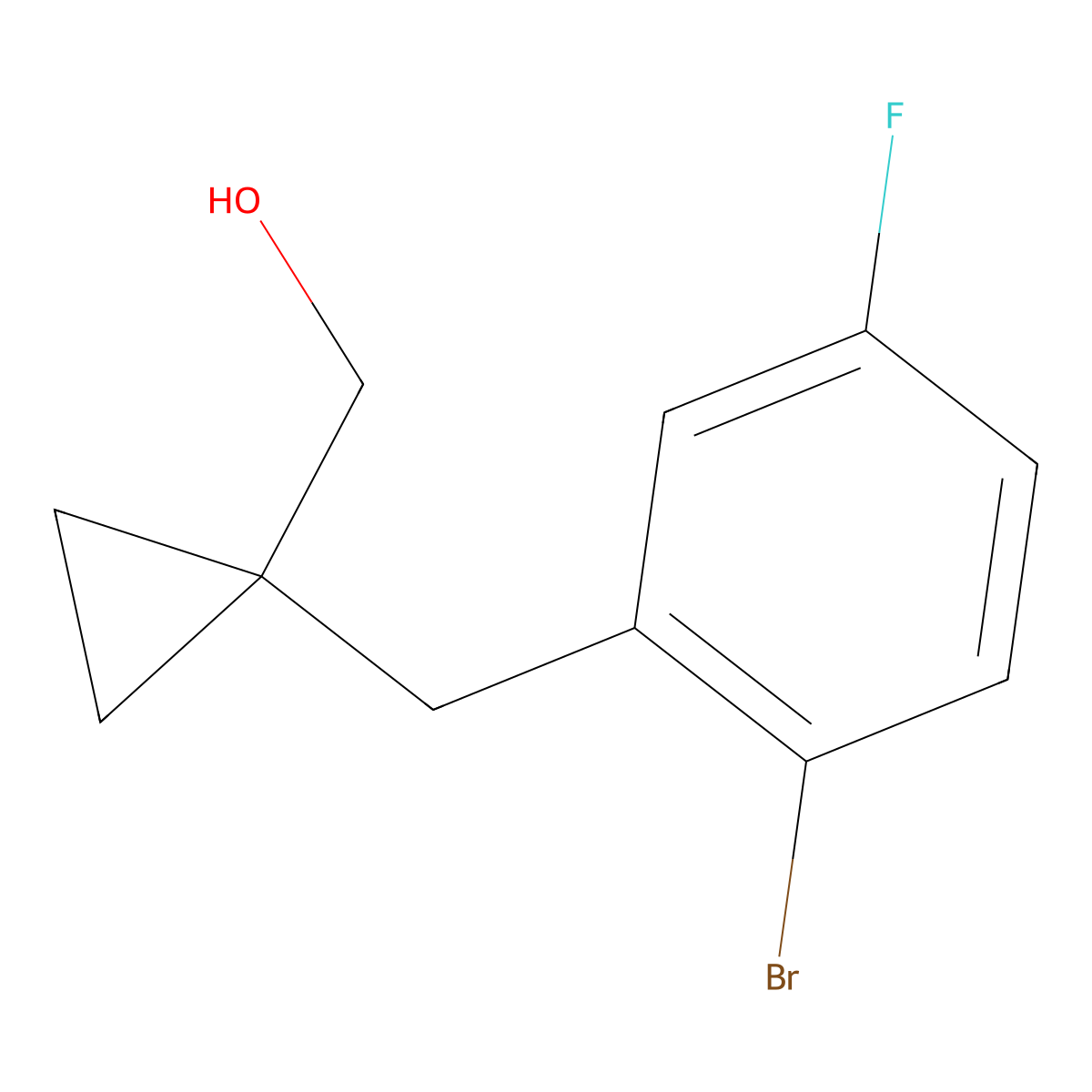 (1-(2-Bromo-5-fluorobenzyl)cyclopropyl)methanol molecular structure, CAS 1481121-86-1