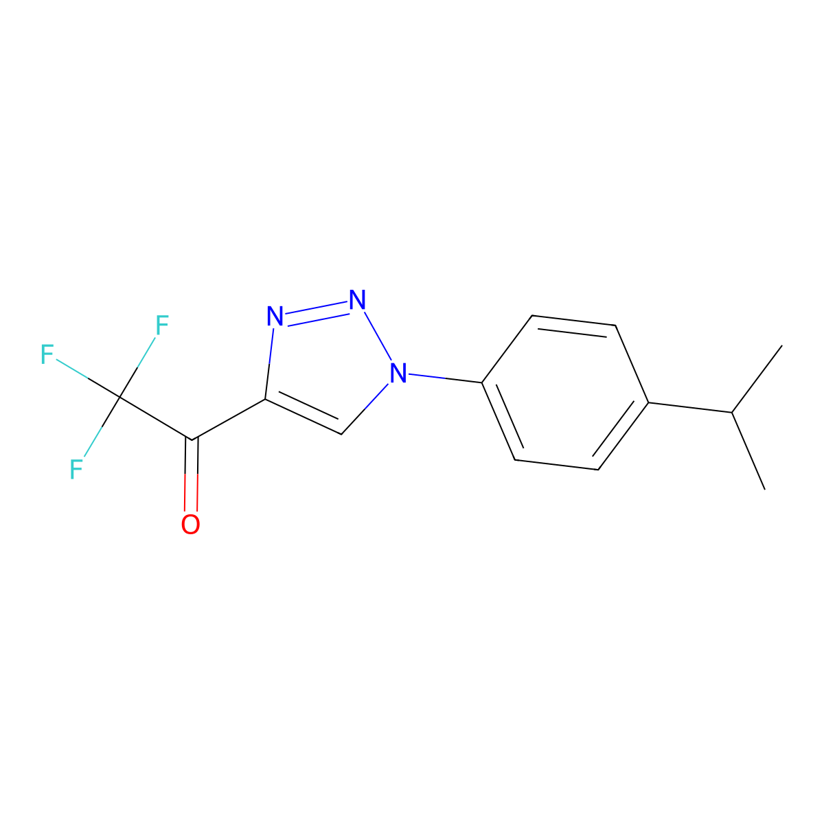 2,2,2-trifluoro-1-{1-[4-(propan-2-yl)phenyl]-1H-1,2,3-triazol-4-yl}ethan-1-one molecular structure, CAS 1481134-43-3