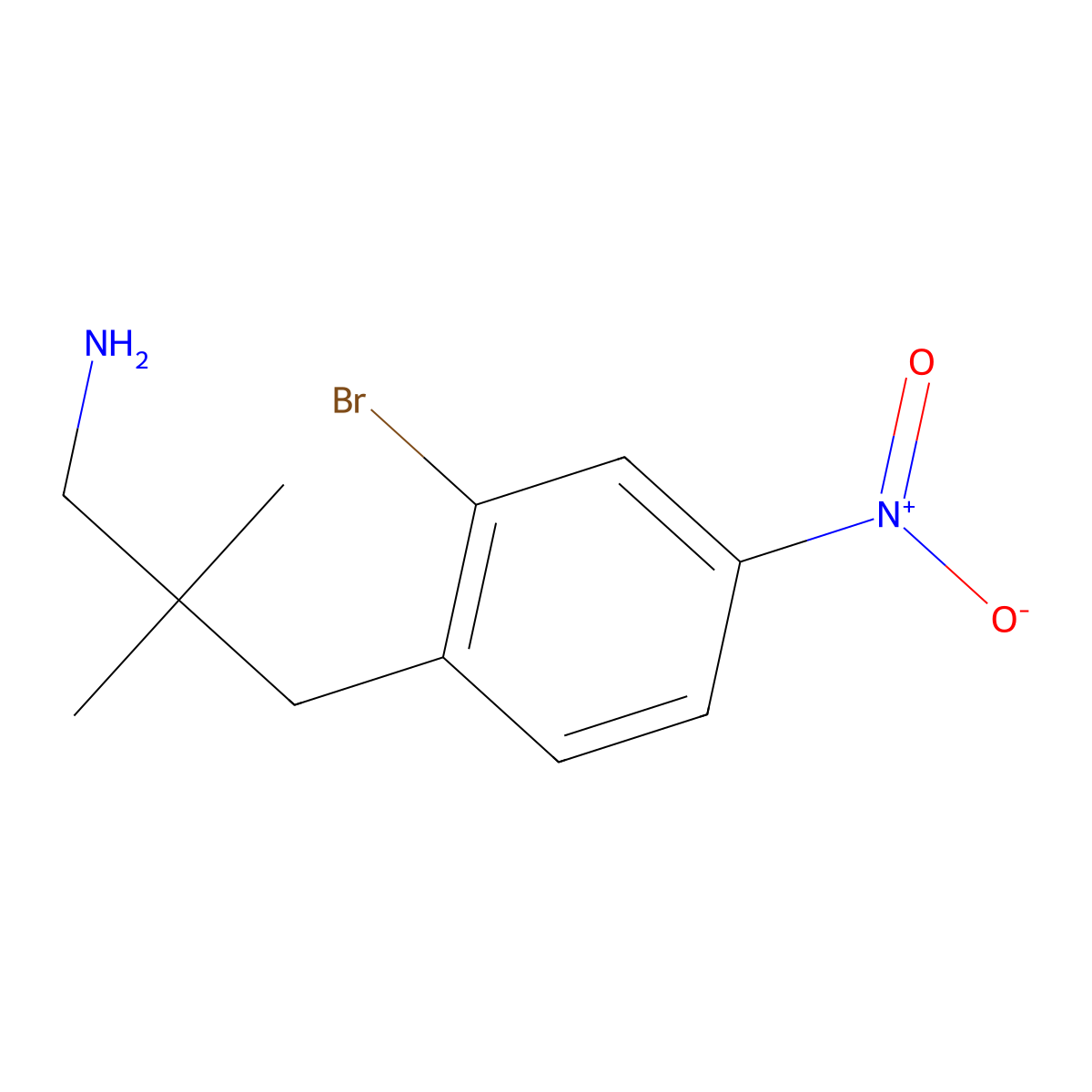 3-(2-Bromo-4-nitrophenyl)-2,2-dimethylpropan-1-amine molecular structure, CAS 1481139-06-3