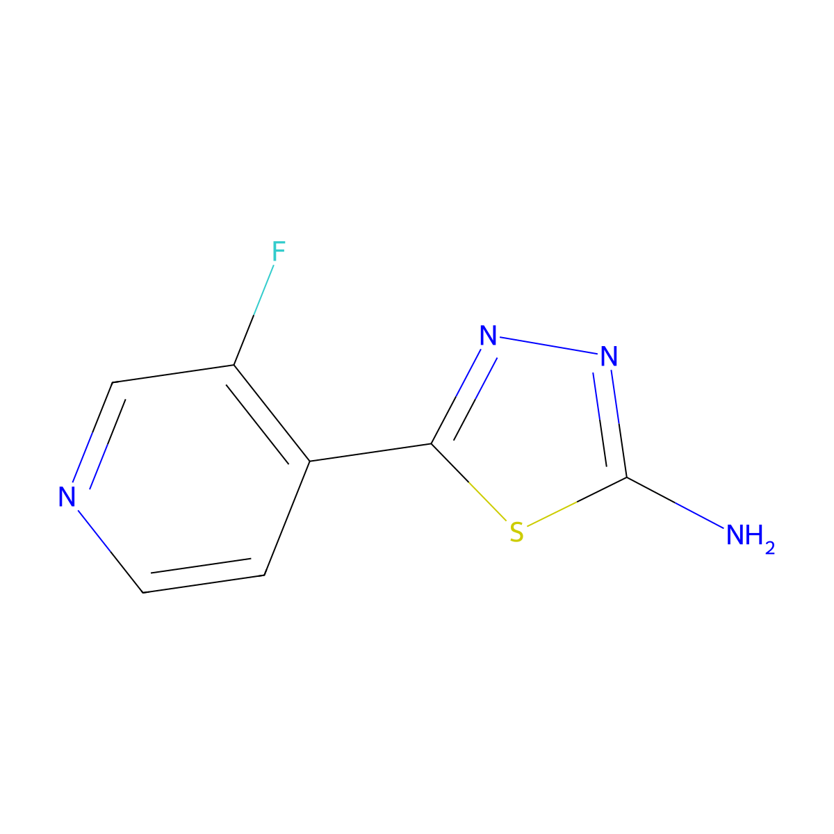 5-(3-Fluoropyridin-4-yl)-1,3,4-thiadiazol-2-amine molecular structure, CAS 1481170-90-4