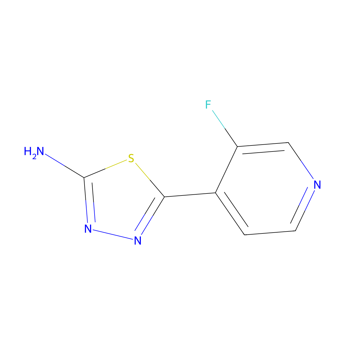 5-(3-Fluoropyridin-4-yl)-1,3,4-thiadiazol-2-amine molecular structure, CAS 1481170-90-4