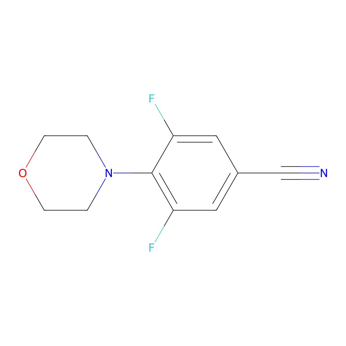 3,5-Difluoro-4-(morpholin-4-yl)benzonitrile molecular structure, CAS 1481179-72-9