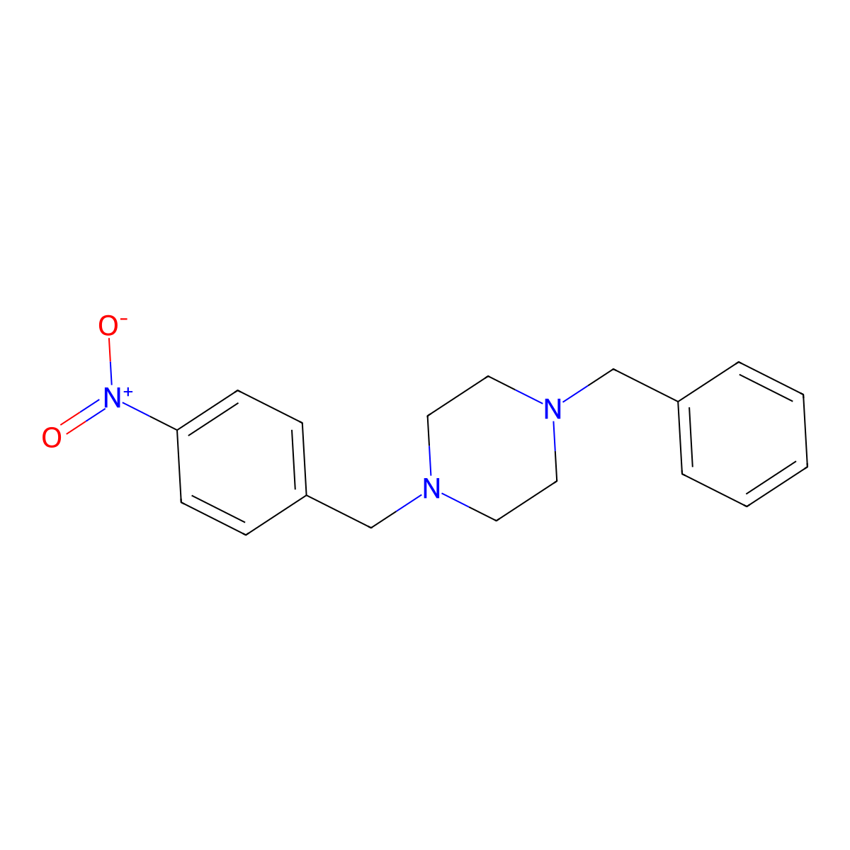 1-Benzyl-4-(4-nitrobenzyl)piperazine molecular structure, CAS 148120-37-0