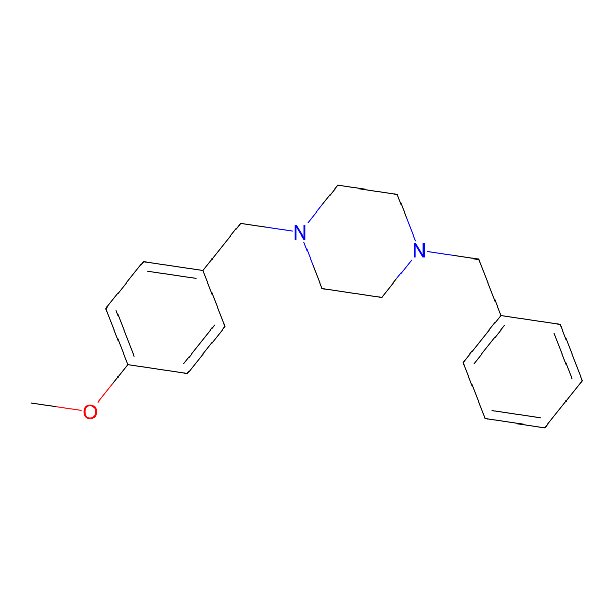 1-Benzyl-4-(4-methoxybenzyl)piperazine molecular structure, CAS 148120-38-1