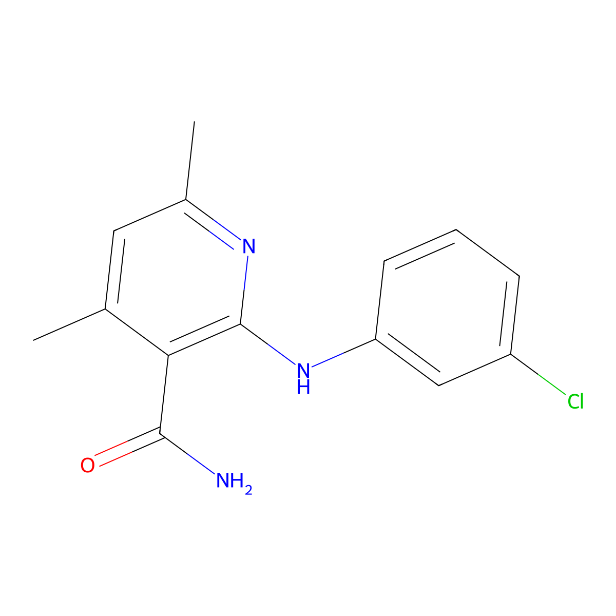 2-(3-Chloro-phenylamino)-4,6-dimethyl-nicotinamide molecular structure, CAS 148122-85-4