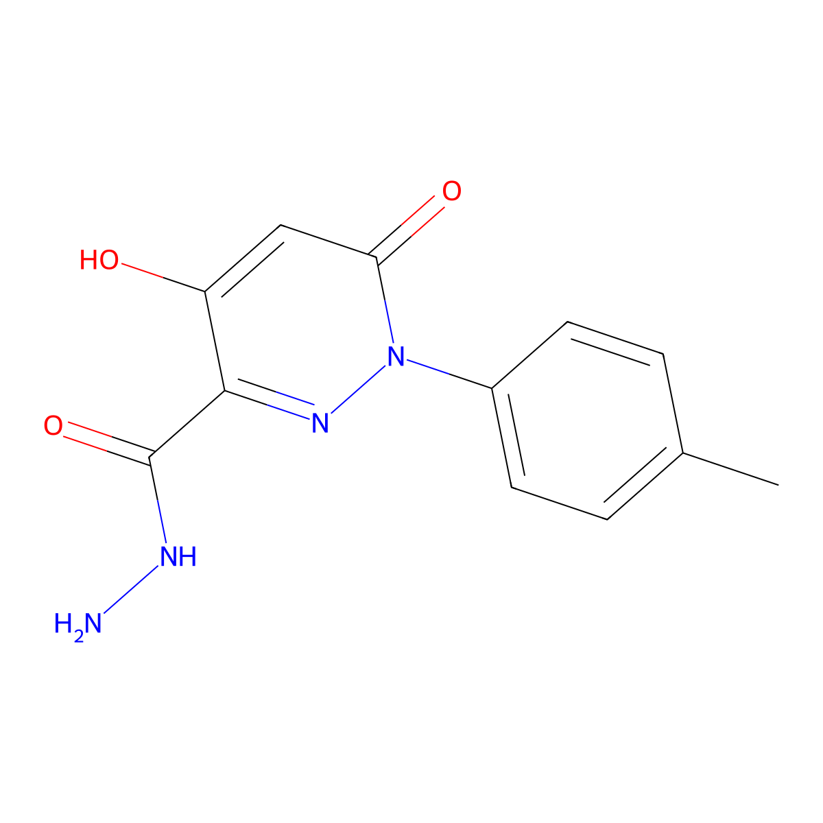 4-Hydroxy-1-(4-methylphenyl)-6-oxo-1,6-dihydropyridazine-3-carbohydrazide molecular structure, CAS 1481223-59-9