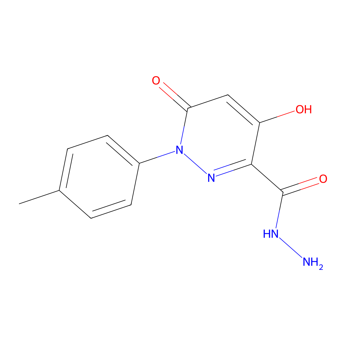 4-Hydroxy-1-(4-methylphenyl)-6-oxo-1,6-dihydropyridazine-3-carbohydrazide molecular structure, CAS 1481223-59-9
