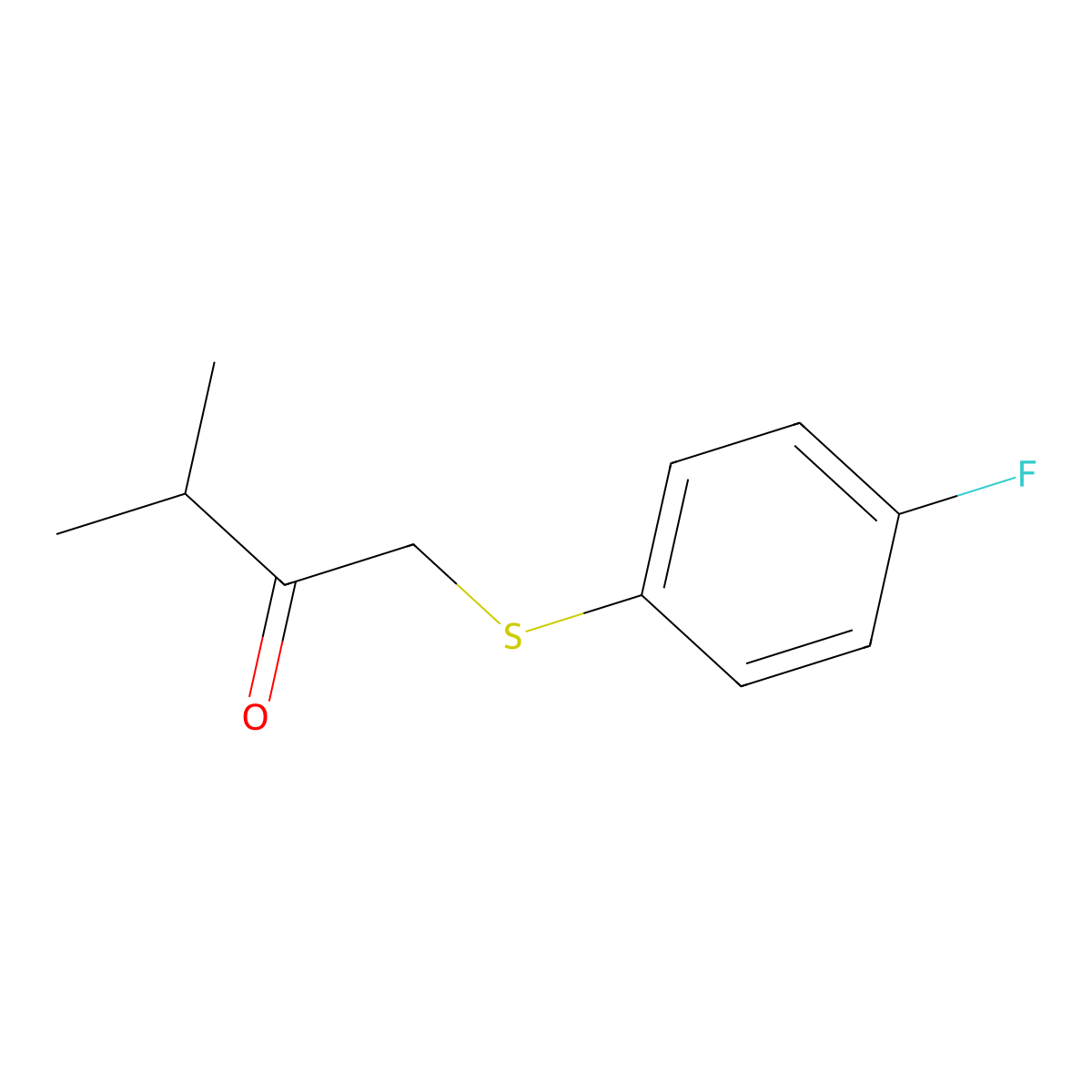 1-((4-Fluorophenyl)thio)-3-methylbutan-2-one molecular structure, CAS 1481243-09-7