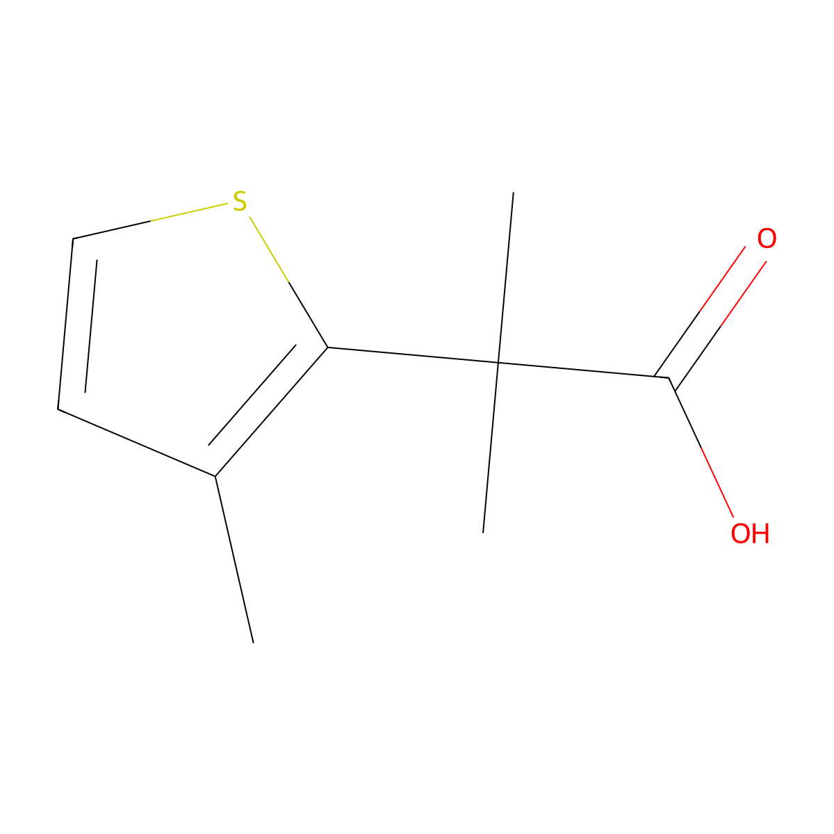 2-Methyl-2-(3-methylthiophen-2-yl)propanoic acid molecular structure, CAS 1481318-53-9