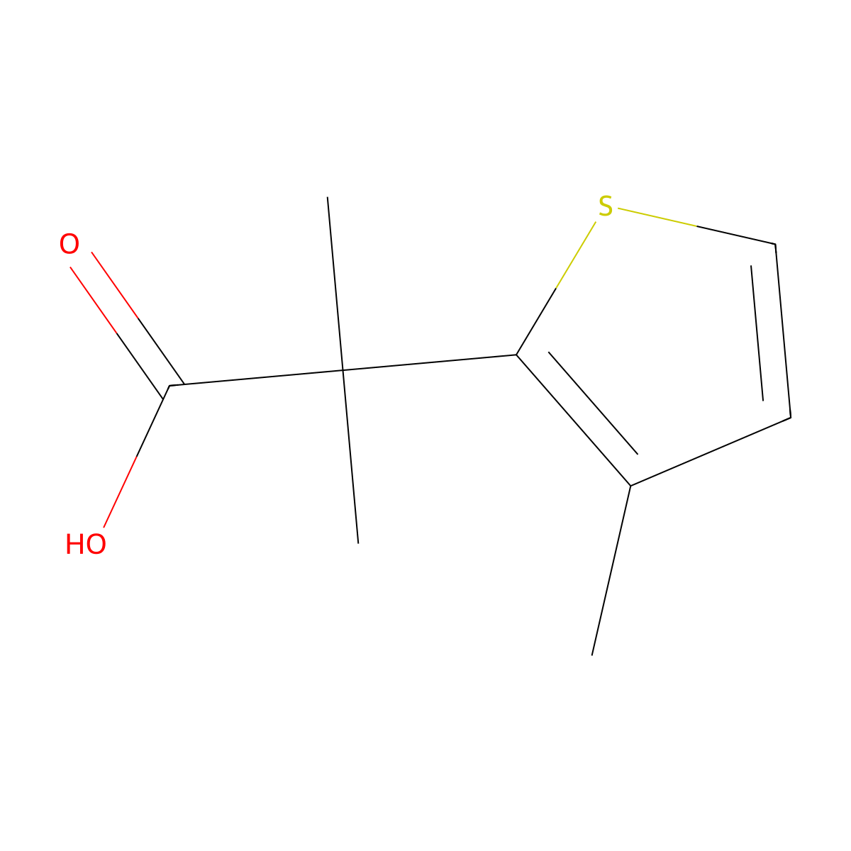 2-Methyl-2-(3-methylthiophen-2-yl)propanoic acid molecular structure, CAS 1481318-53-9