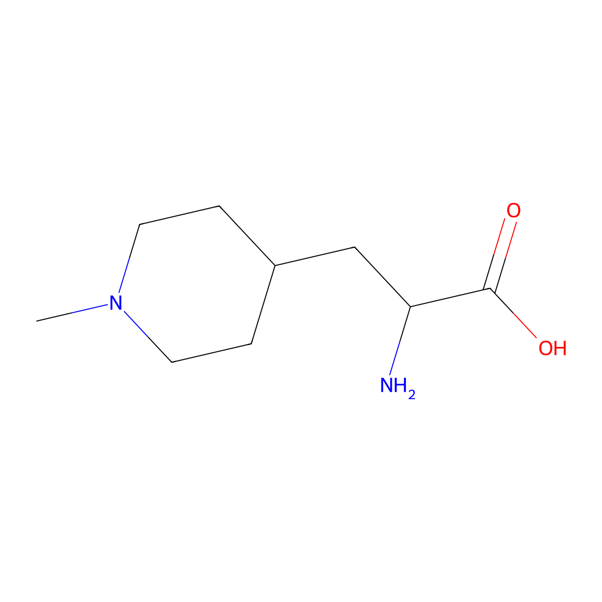 2-Amino-3-(1-methylpiperidin-4-yl)propanoic acid molecular structure, CAS 1481318-77-7