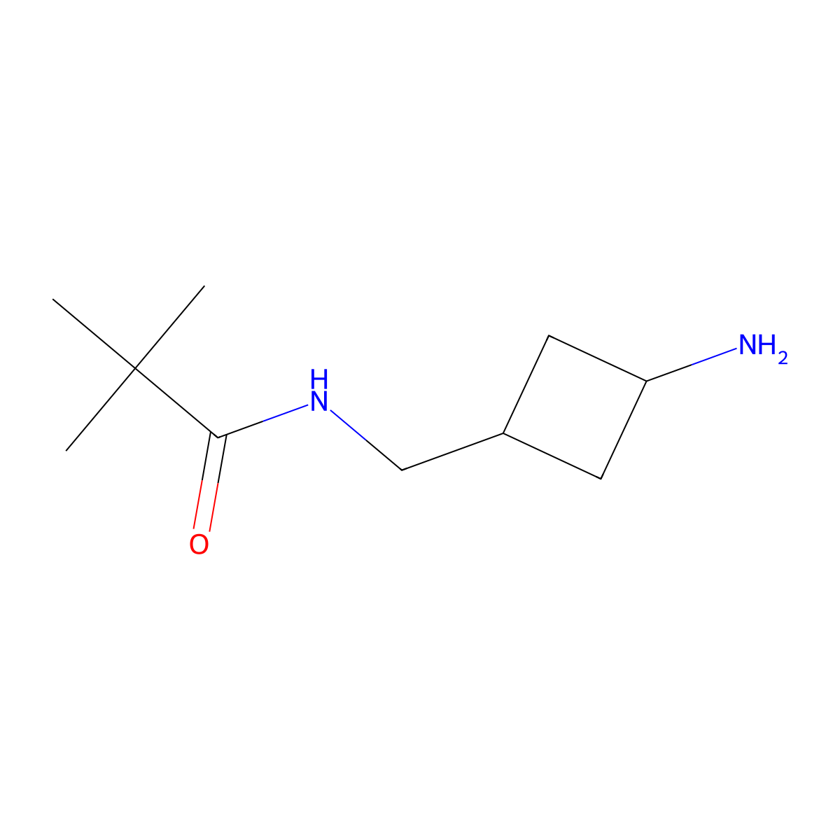 N-[(3-aminocyclobutyl)methyl]-2,2-dimethylpropanamide molecular structure, CAS 1481324-59-7