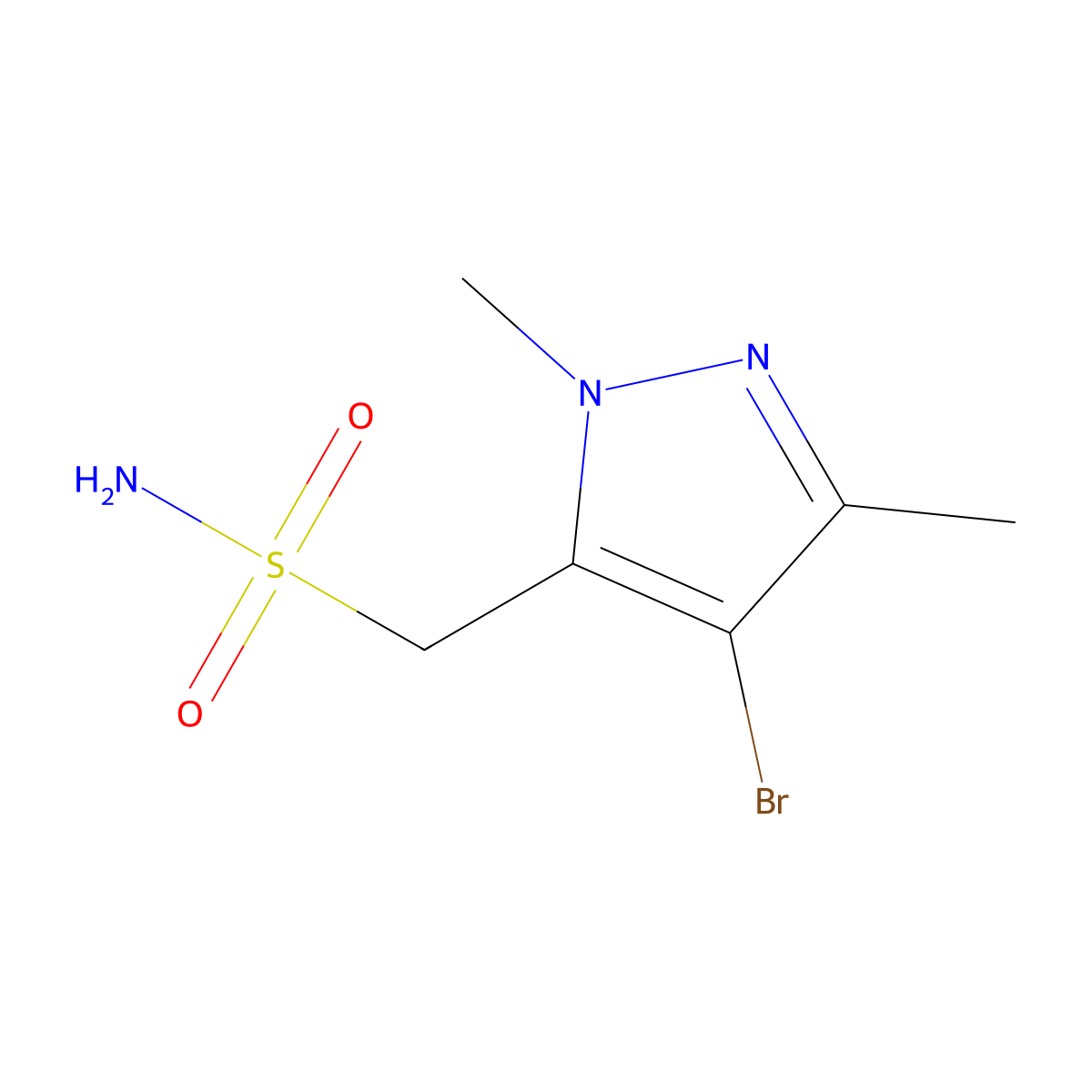 (4-bromo-1,3-dimethyl-1H-pyrazol-5-yl)methanesulfonamide molecular structure, CAS 1481325-26-1