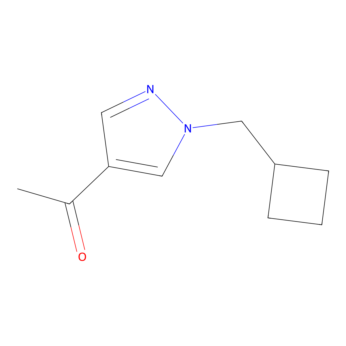 1-[1-(cyclobutylmethyl)-1H-pyrazol-4-yl]ethan-1-one molecular structure, CAS 1481327-98-3