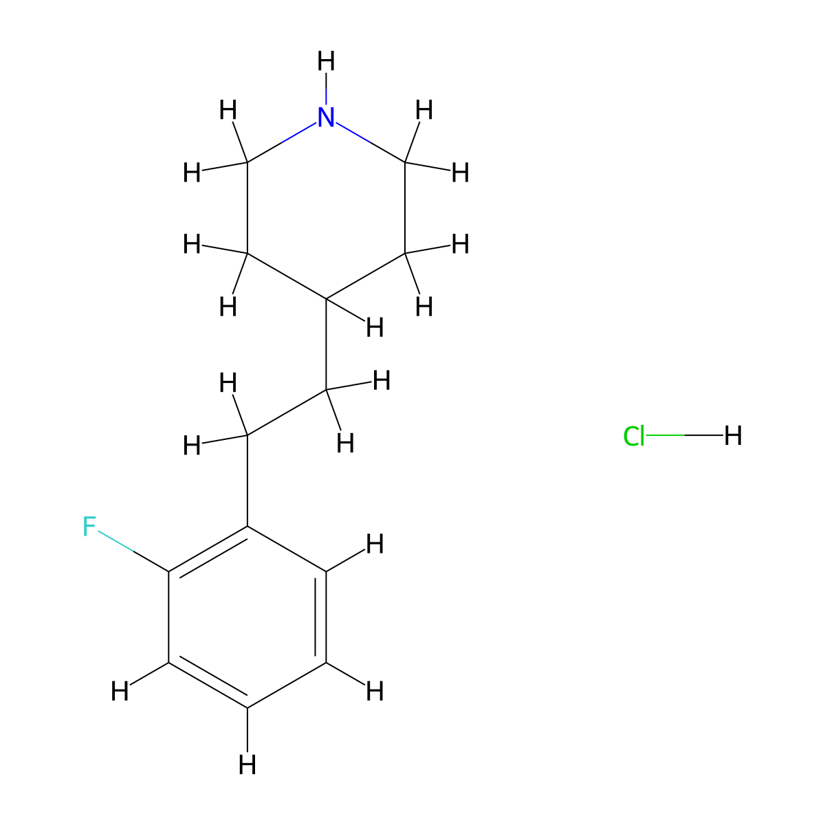 4-[2-(2-Fluoro-phenyl)-ethyl]-piperidine hydrochloride molecular structure, CAS 148135-85-7