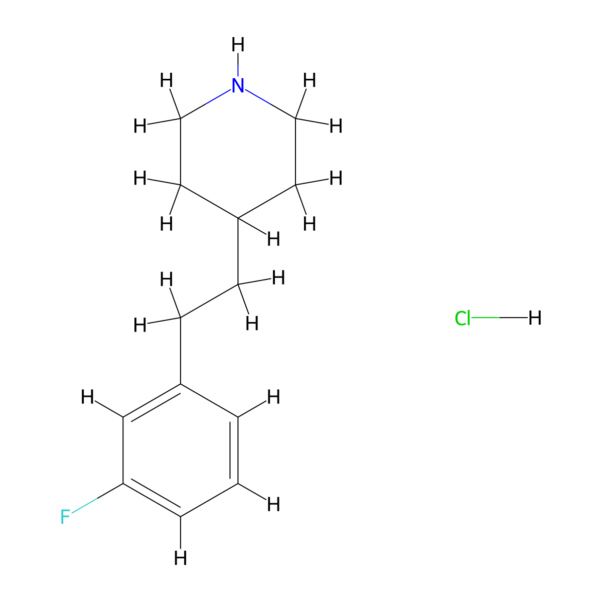 4-[2-(3-Fluorophenyl)ethyl]piperidine hydrochloride molecular structure, CAS 148135-86-8