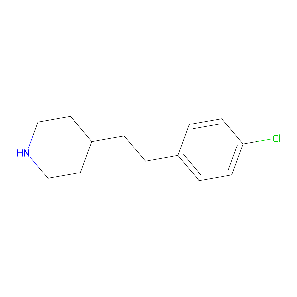 4-[2-(4-Chlorophenyl)ethyl]piperidine molecular structure, CAS 148135-88-0