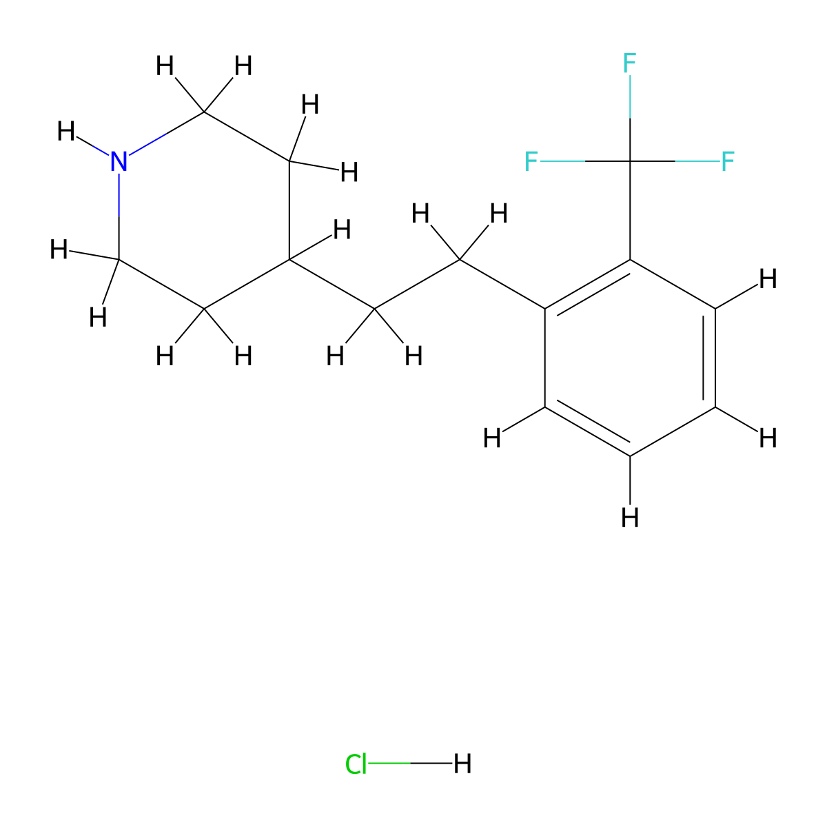 4-{2-[2-(Trifluoromethyl)phenyl]ethyl}piperidine hydrochloride molecular structure, CAS 148135-94-8