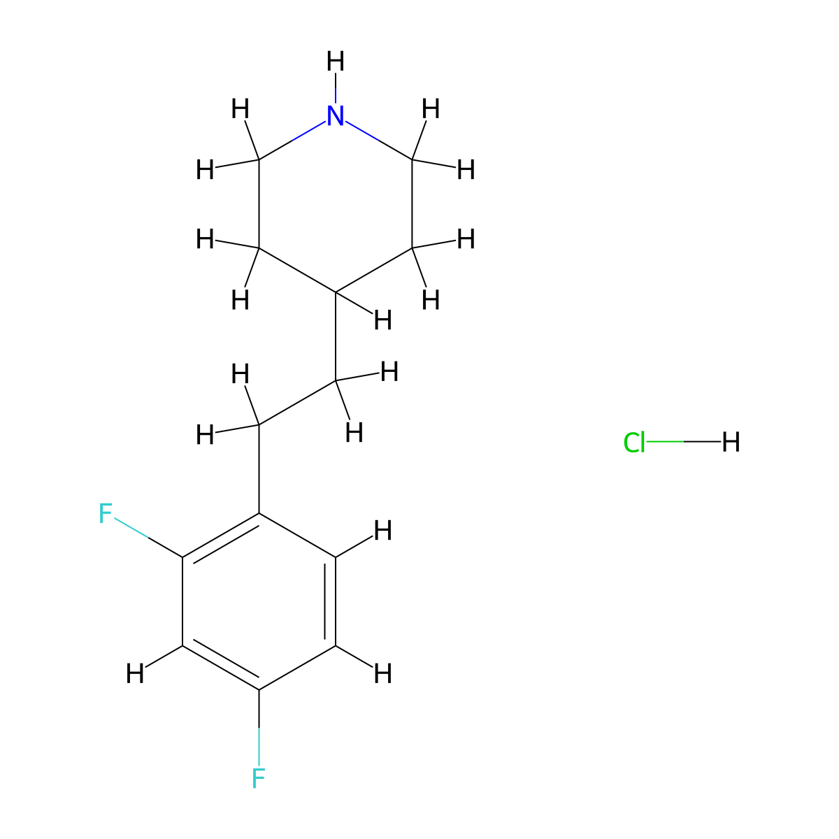 4-[2-(2,4-Difluorophenyl)ethyl]piperidine hydrochloride molecular structure, CAS 148135-97-1