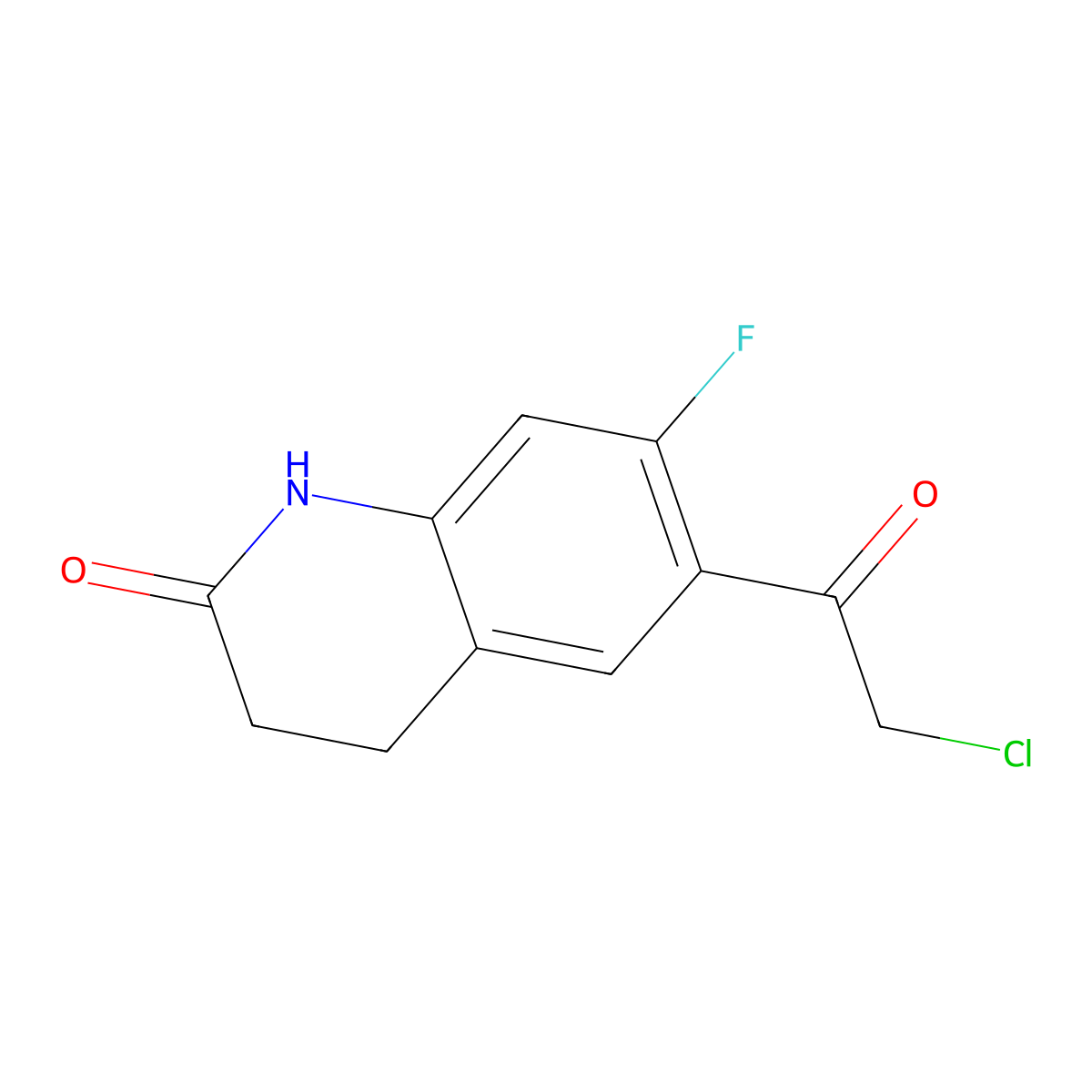 6-(2-Chloroacetyl)-7-fluoro-1,2,3,4-tetrahydroquinolin-2-one molecular structure, CAS 148136-15-6