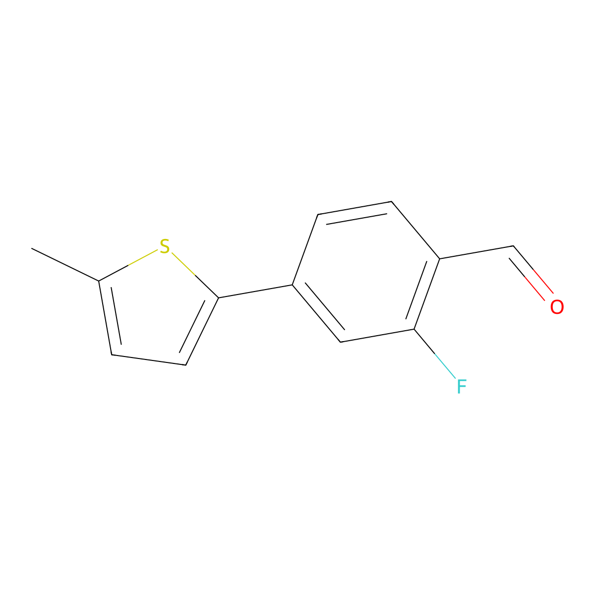 2-Fluoro-4-(5-methylthiophen-2-yl)benzaldehyde molecular structure, CAS 1481367-10-5