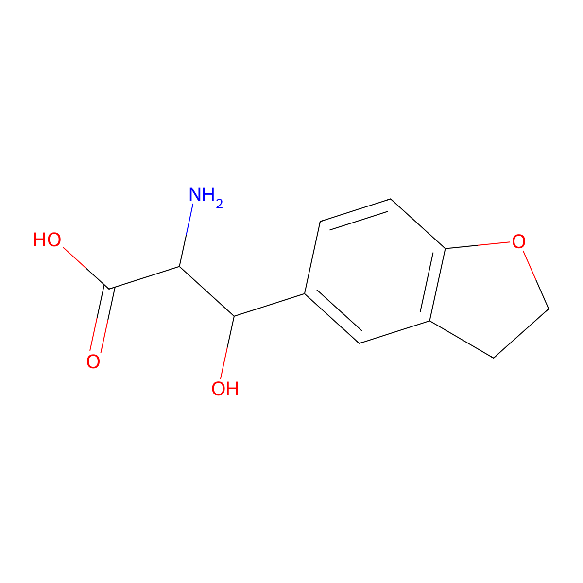 2-Amino-3-(2,3-dihydrobenzofuran-5-yl)-3-hydroxypropanoic acid molecular structure, CAS 1481367-13-8
