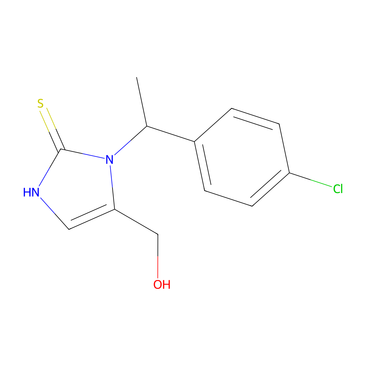 {1-[1-(4-chlorophenyl)ethyl]-2-sulfanyl-1H-imidazol-5-yl}methanol molecular structure, CAS 1481377-58-5